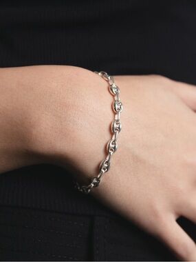 Maison Birks Sterling Silver Puffed Mariner Link Bracelet